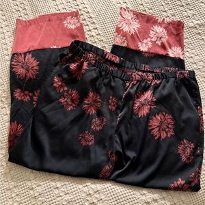 Vince Camuto Black and Red Floral silk Pants